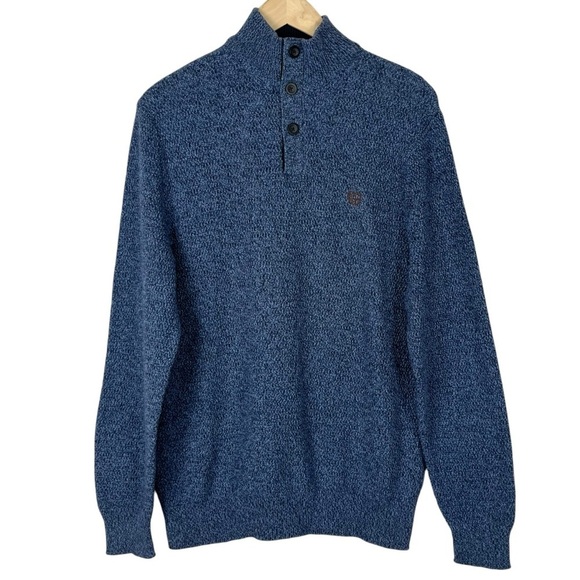 Chaps Men’s Blue 3 Button 100% Cotton Sweater Size Large - Picture 1 of 7